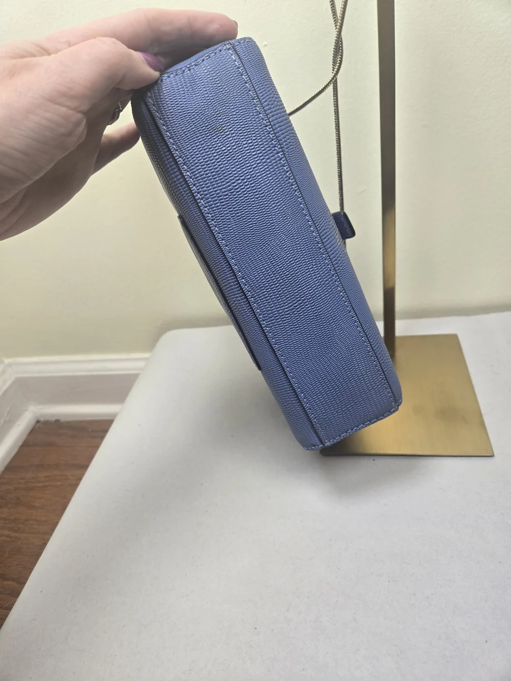 Kate Spade Blue Textured Structured Crossbody Bag
